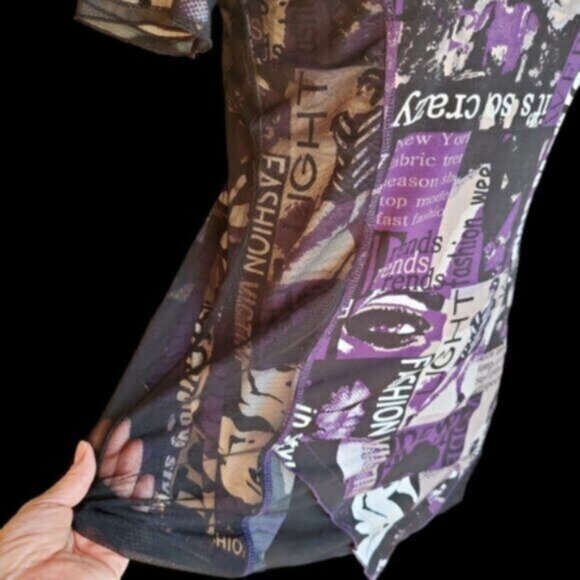 Bellissima Mixed Media Print Tunic Top Sz Small - Picture 7 of 8